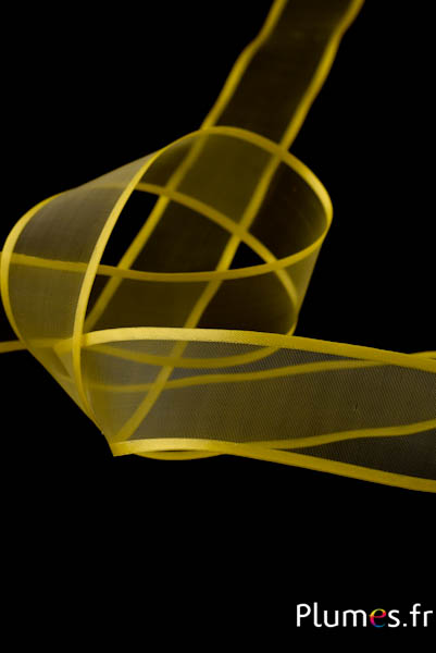 Nastro organza con filo metallico - 100 x 4 cm - giallo  